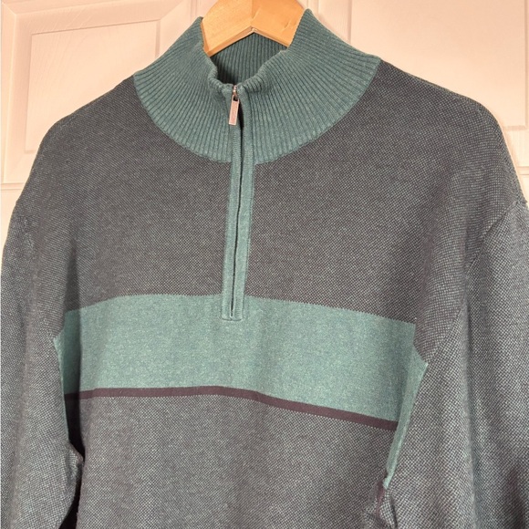 Fairlane Pullover Sweater Men's XXL Green Half Zip Cashmere Blend Knit Preppy - Picture 4 of 8